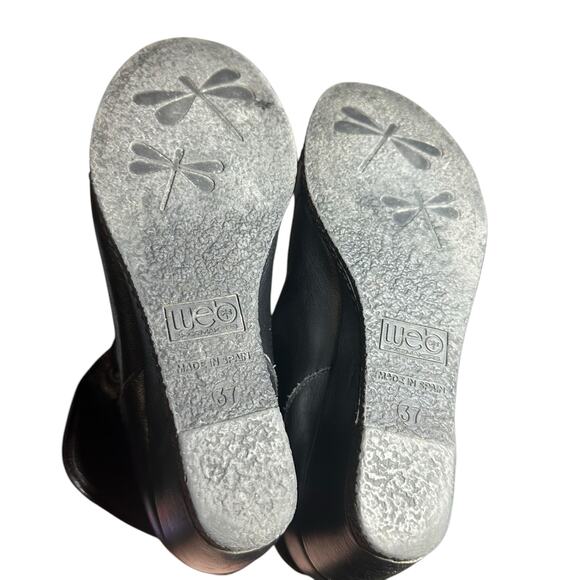 Eric Michael Black Leather Wedge Booties Size 37 US 6.5 - Picture 8 of 10